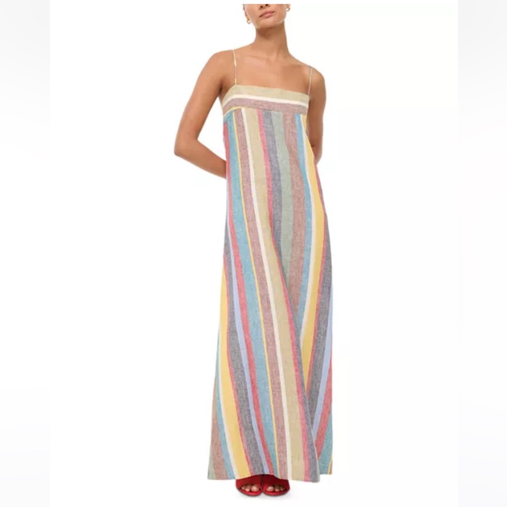 STAUD Multicolor Pastel Stripe Maxi Dress